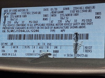 2020 Lincoln Corsair Standard