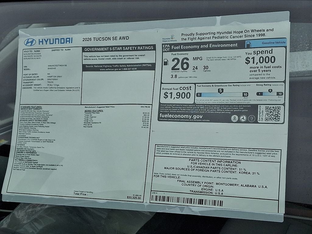 2026 Hyundai TUCSON SE