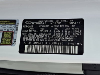 2026 Hyundai PALISADE HYBRID SEL 7 Passenger