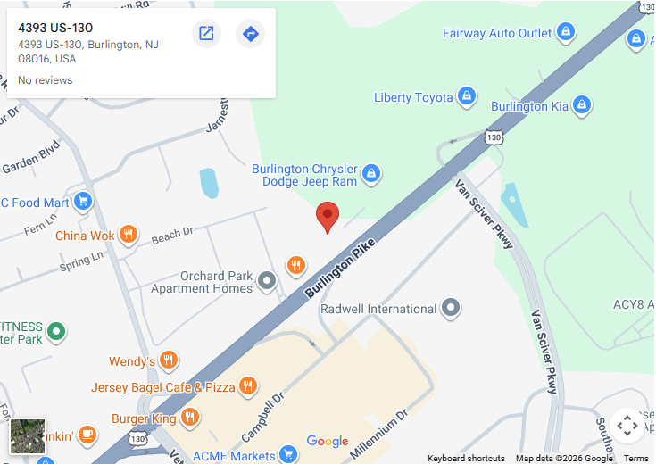 Burlington Hyundai in Burlington NJ map